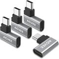 [4 Pack] 90 Degree Right Ang USB-C Male to USB-C Female Adapter (Type-C 3.2 Gen 2) Converter Video Type-C 10G