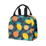 Pattern - Lemon Print kingque Lunch Bag For Women Men Adult Lunch Box for Work Reusable Lunch Cooler Bag For School Picnic Beach - Below 20 liters