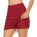 Eguiwyn Dresses for Women 2024 Womens Dresses Womens Casual Solid Tennis Skirt Yoga Sport Active Skirt Shorts Skirt Red L