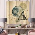 DESIGN ART Designart Minimalistic Landscape of Mountains With Moon II Modern Print on Natural Pine Wood 25 in. wide x 25 in. high