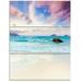 Design Art Exotic Seashore Sunset Over Blue Sea - 3 Piece Graphic Art on Wrapped Canvas Set