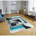 Abstract Geometric Shapes Modern Hand-Carved Soft Living Room Area Rug Turquoise / Silver 5 x 7 5 x 8 Living Room Bedroom Dining Room Silver