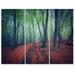 Design Art Beautiful Green Autumn Forest - 3 Piece Photographic Print on Wrapped Canvas Set