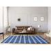 ArtVerse Seattle Throwback Football Luxury Plaid Area Rug Blue/Silver/White 9 x 12 5 x 8