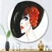 DESIGN ART Designart Red Head Lady In Hat Portrait of Woman Modern Metal Circle Wall Art 36x36 - Disc of 36 Inch