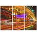 Design Art Colorful Traffic Trails in City - 3 Piece Graphic Art on Wrapped Canvas Set