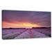 Design Art Beautiful Sunset Over Lavender Rows Photographic Print on Wrapped Canvas