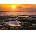 Design Art Colorful Rocky Coast at Sunset - 3 Piece Graphic Art on Wrapped Canvas Set