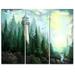 Design Art Landscape with River and Trees - 3 Piece Painting Print On Wrapped Canvas Set
