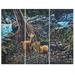 Design Art Deer in Forest - 3 Piece Graphic Art on Wrapped Canvas Set