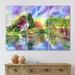 DESIGN ART Designart Vibrant And Poetic Landscape A House River Trees Country Canvas Wall Art Print 48 In. Wide X 32 In. High - 3 Panels