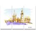 Design Art London Brown Illustration - 3 Piece Painting Print on Wrapped Canvas Set