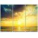 Design Art Yellowish Sky over Serene Seashore - 3 Piece Graphic Art on Wrapped Canvas Set