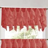 Sweet Home Collection Burgundy Vertical Ruffled Waterfall Valance and Curtain Tiers valance