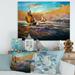 DESIGN ART Designart Boats On The Ocean During Evening Sunset II Nautical & Coastal Canvas Wall Art Print 12 in. wide x 8 in. high