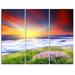 Design Art Sunrise with Blooming Flowers - 3 Piece Graphic Art on Wrapped Canvas Set