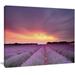 Design Art Beautiful Sunset Over Lavender Rows Photographic Print on Wrapped Canvas