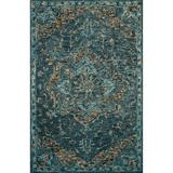 Alexander Home Madeline Medallion Hand-hooked Wool Star Area Rug Teal/Multi 7 9 x 9 9 8 x 10 Accent Indoor Living Room Bedroom Dining Room