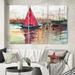 DESIGN ART Designart A Sailboat In A Marina With Yachts And Buildings Nautical & Coastal Canvas Wall Art Print 60 In. Wide X 40 In. High - 3 Panels