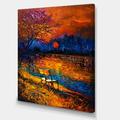 DESIGN ART Designart Red Moon Sunset In Autum Forest Farmhouse Canvas Wall Art Print 30 In. wide X 40 In. high