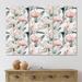 DESIGN ART Designart Tropical Leaves With Pink Flamingo Tropical Canvas Wall Art Print 36 In. Wide X 28 In. High - 3 Panels