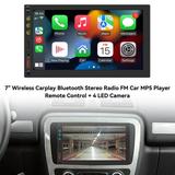 7 Wireless Carplay Bluetooth Stereo Radio FM Car MP5 Player + 4 LED Camera