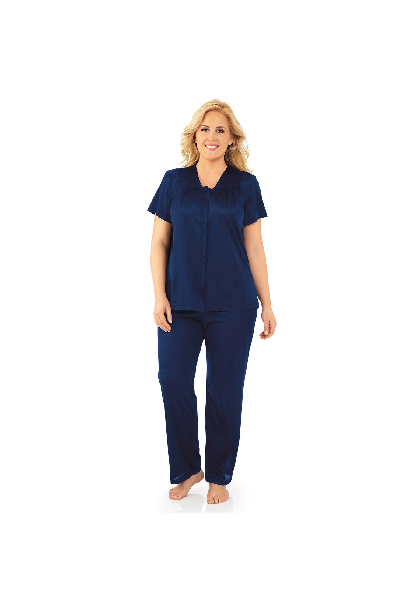 Plus Size Women's Short Sleeve Pajama by Exquisite Form in Navy (Size L)