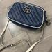 Gucci Bags | Gucci Gg Marmont Navy Blue Diagonal Quilted White Trim Leather Camera Bag Italy | Color: Blue/White | Size: Os