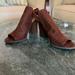 American Eagle Outfitters Shoes | American Eagle Sz 6 Brown Suede 3 3/4 Inch Heel Slip On Shoes With Back Straps | Color: Brown | Size: 6