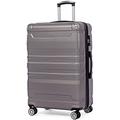 Merax Hartschalen-Koffer 75cm, Leicht Trolley Rollkoffer Reisekoffer mit TSA-Schloss und Universalrad, Handgepäck Koffer, Erweiterbar, Teleskopgriff, 4 Rollen, XL-47x31x75 cm, Warmes Grau