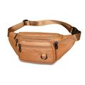 FANDARE Waist Fanny Pack Bumbags for Women Men Sling Bag Genuine Leather Chest Crossbody Bag Cover Pack for Hiking Cycling Travelling Outdoor Sport Gym Business College Shoulder Bag Brown B