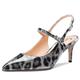 Castamere Women Mid Heel Pointed Toe Slingback Pumps Court Shoe Wedding Prom Dress 6.5 CM Heels Grey Leopard 6.5 UK