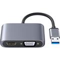 NOMOY USB 3.0 auf HDMI VGA Adapter, USB zu VGA HDMI Adapter Konverter Unterstützung HDMI VGA Sync Ausgang 1080p kompatibel mit Windows 7/8/8.1/10 Monitordisplay Video Adapter Konverter