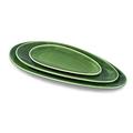 vicrays Large Oval Serving Platters, 16"/14"/10" Porcelain Serving Platters for Party, BBQ,Stackable Serving Trays Serving Plates for Appetizers, Sushi, Restaurant, Dessert Shop, Set of 3 (Green)