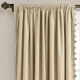 Luxury Vintage Velvet With Silky Pompom Trim Window Curtain Panel Taupe Single 52X84 - Triangle Home Decor 21T012499