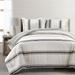 Farmhouse Stripe Reversible Oversized Cotton Comforter Black 3Pc Set Cal King - Triangle Home Decor 21T010495