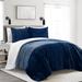 Farmhouse Color Block Ultra Soft Faux Fur All Season Kids Comforter Navy 2Pc Set Twin - Lush Decor 21T012811