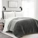 Farmhouse Color Block Ultra Soft Faux Fur All Season Comforter Light Gray 3Pc Set King - Lush Decor 21T012810