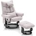 Lounge Chair - Harriet Bee Hildur 36 inches Wide Chenille Swivel Lounge Chair & Ottoman Chenille in White/Brown | 43.3 H x 36 W x 33.9 D in | Wayfair