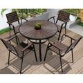 Wildon Home® Meuric Round 4 - Piece 41.3" Long Aluminum Outdoor Dining Set Wood/Plastic/Metal in Brown | 41.3 W x 41.3 D in | Wayfair