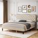 Red Barrel Studio® Divija Tufted Platform Bed Upholstered/Faux leather in Brown | 45.3 H x 64 W x 84.1 D in | Wayfair