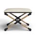 Birch Lane™ Chorio Iron Accent Stool Upholstered/Cotton in Black/Brown/Gray | 19.25 H x 23.87 W x 16.87 D in | Wayfair