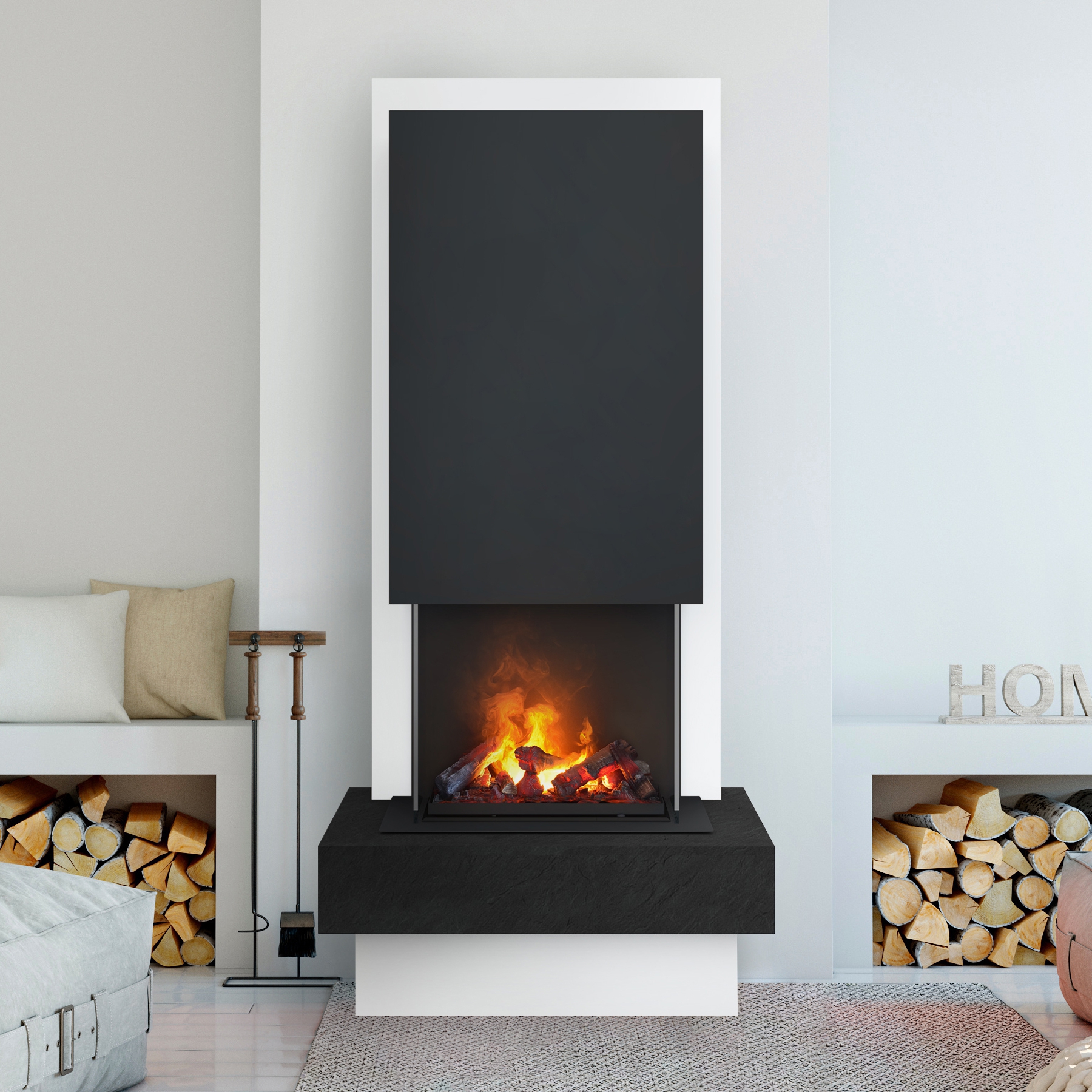 muenkel design Milano [moderner Design Elektrokamin Opti-myst]: Galaxy (Schiefer dunkelgrau) - schwarz-grau