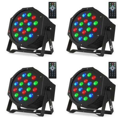 18 RGB LED DJ Stage Uplight -DMX Control Sound Activated with Remote Control and 7 Modes LED