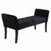 Fabric Button Tufted Padded Bench with Flared Cushioned Armrests, Black - 19 H x 53 W x 18 L Inches