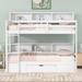 Space-Saving Wooden Twin Over Twin Bunk Bed with Storage Drawer and Built-in Shelves for Kids and Teens, White