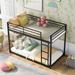 Metal Bunk Bed with Ladder, High- Quality Steel Low Bunk Bed Frame with Safety Guard Rails, No Box Spring Needed