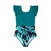 B91xZ Baby Swimsuit Girl Teen Kids Girls Swimsuits OnePiece Kids Black Swimsuits Chest Pads Girl Sun Ruffler Sleeves Floral Sky Blue Sizes 4-5 Years