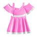B91xZ Girls Plus Size Swimsuit Girls Swimsuit 1 Piece Quick Drying With Chest Pad Dress Swimwear Bathing Suit 7 To 18 Years Pink Sizes 7-9 Years