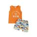 Jkerther 0-3Y Summer Causal Baby Boys 2pcs Clothes Sets Sleeveless Letter Print Tank Tops + Shark Print Shorts Set